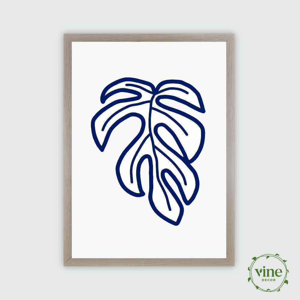 Minima Leaf Print 4 Vine Decor Minima Print Navy