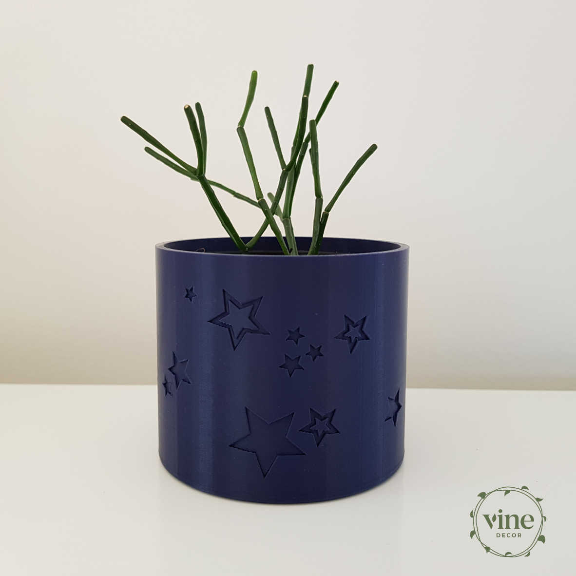 Star Pot 3 Vine Decor Plant Pot Navy Stars